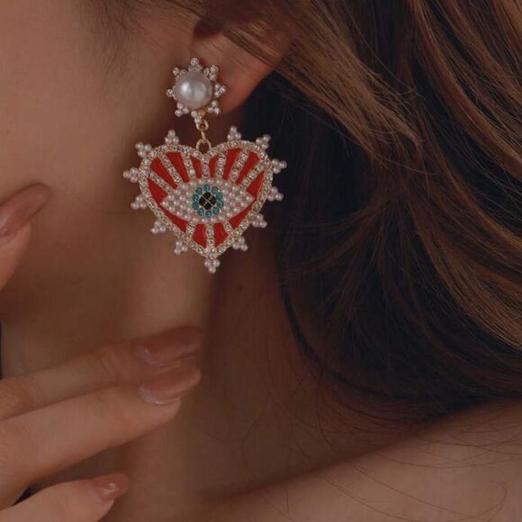 Bohemian evil eye earrings A922 - Picture 1 of 4